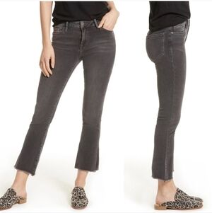 Free People Crop Straight Leg Raw Frayed Hem Jeans